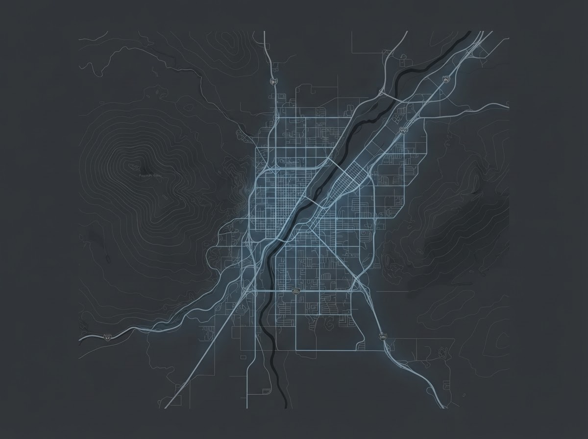 Stylized map of the Reno and Sparks Nevada service region